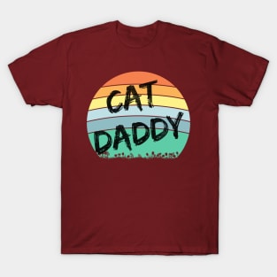 Cat Daddy (blk text, sunset circle) T-Shirt